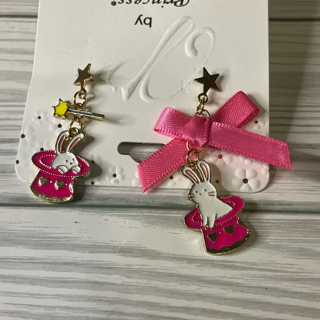 Sale 2 X $10 Pink Rabbit In Hat Earrings